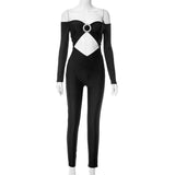 Huidianyin Slim Hollow Out Jumpsuit Women Rhinestone Bodycon One Piece Bodysuit Club Party Sexy Hot Girl Overalls For Woman 2024 New