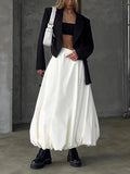 Huidianyin Silk Satin White Maxi Skirt Long Ruffled Pleated Skirts Elegant Lantern Pants A-Line Silk Long Skirts For Women 2024 New