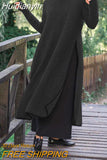 Huidianyin Long Dress VONDA Autumn Loose O Neck Side Split Fashion Pullover Maxi Sweatshirt Dresses Asymmetric Vestidos Femme Robe