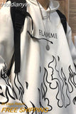 Huidianyin Women's Hoodie sweatshirt anime harajuku loose thick coat hoody tracksuit clothes top clothing Flame print hoodies women kawaii