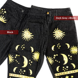 huidianyin Sun Star Printed Pants Jeans Women Autumn Black High Waist Young Girls Chic Denim Trousers Woman Cool Boyfriends Jeans