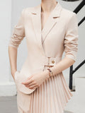 Huidianyin Korean Fashion Women Blazer Suits Casual Vintage Pleated Jackets Straight Pantsuit Long Sleeve Business 2 Pieces Outfits