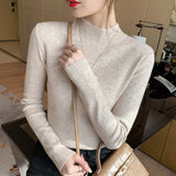 Huidianyin Sweater Women Fashion New Stretch Basic Tops Knitted Pullovers Long Sleeve Bottoming Jumper Ladies Sweater New