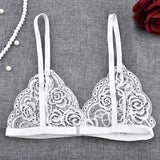 Huidianyin Women's Thin Bra Without Chest Pad  Sexy Lace Hollow Out Bra Gauze Embroidery Ultra-thin And Transparent Underwear Bra