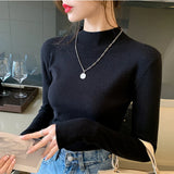 Huidianyin Sweater Women Fashion New Stretch Basic Tops Knitted Pullovers Long Sleeve Bottoming Jumper Ladies Sweater New