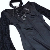 Huidianyin Autumn Style New Style Slim Velvet Dress With Dark Goth Horn Sleeves Tied With Forks