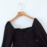 Huidianyin And Winter New Three-Dimensional Steel Trap Chest Pleated Back Long-Sleeved Dress