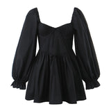 Huidianyin And Winter New Three-Dimensional Steel Trap Chest Pleated Back Long-Sleeved Dress