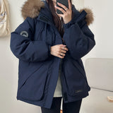 Jacket Female Winter New 2024 Small Couples Overalls Down Cotton Suit Big Wool Collar Pie To Overcome The Thick Coat