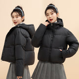 Bean Wind Hooded Down Cotton Clothes Female 2024 Autumn And Winter New Padded Clothes Small Bread Clothes Korean Version Short Coat