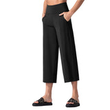 Huidianyin Wide-Leg Pants Nine Cents Solid Color Pocket Loose Comfort Sports Leisure Wear Fitness Yoga Pants