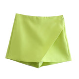 Huidianyin New Korean Version Of High Waist And Long Legs Asymmetrical Candy Colored Skirt Skirt Pants