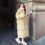 Fufu Yellow Down Cotton Jacket Female Winter 2024 New Medium And Long Super Fairy Over The Knee Age Reduction Bread Jacket