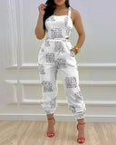 Huidianyin New Style Independent Station Fashion Braces Fashion Style Printed Conjoined Trousers Spot Girl