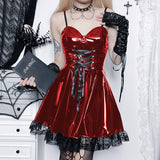 Huidianyin Autumn New Sexy Halter Dress Dark Death Note Leather Strap A Pendulum Dress For Women