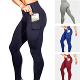 Huidianyin Yoga Pants Solid Color Body-Building Exercise Running Fitness Training Tights Leggings For Women