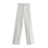 Huidianyin New Summer Style Straight Tube High Waist Shows Thin Solid Color Casual Pants 2761048