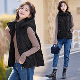 Cotton Vest Female Autumn Winter 2024 New Korean Version Vest Stand Collar Short Horse Clip All-Padded Clothes Vest Coat