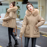 Cotton Suit Women 2024 Winter Long Plus Velvet Big Wool Collar Down Cotton Suit Korean Version Of Thick Warm Tide Cotton-Padded Jacket