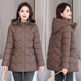 Down Cotton-Padded Jacket Female Long Warm Cotton-Padded Jacket 2024 New Korean Version Fashion Pure Color