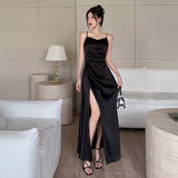 Huidianyin Pleated Satin Dress 2024 New Summer Dress With Elegant Style And High Sense Of Style