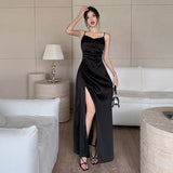 Huidianyin Pleated Satin Dress 2024 New Summer Dress With Elegant Style And High Sense Of Style