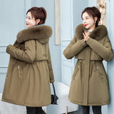 To Overcome The Female Long Korean Version Loose Cotton-Padded Clothes 2024 New Winter Add Velvet Add Thick Waist Cotton Coat Tide