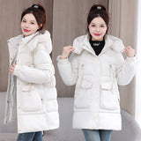 Clothes Female In The Long Style 2024 New Korean Version Loose Large Size Thick Down Cotton-Padded Jacket Foreign Style High-Grade All-Match Cotton-Padded Clothes