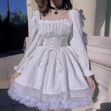 Huidianyin Lovely Sweet Bubble Sleeve Dress 2024 Spring Lace Lace Princess Dress