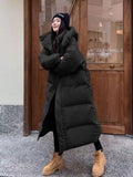 Winter New Korean Version Of The Long Over-Knee Cotton-Padded Coat Female Loose Hooded Large Size Down Cotton-Padded Coat Thick Coat