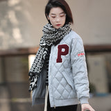 Winter Retro Hong Kong Style Loose Diamond Baseball Clothes Cotton-Padded Coat Female Popular Logo Light Cotton-Padded Coat