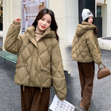 Cotton Jacket Female 2024 New Fashion Style To Overcome The Loose Diamond Design Sense Warm And Thin Cotton-Padded Coat