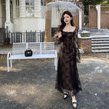 Huidianyin Pure Wants To Show Chest Lace A Dress Autumn New Literary Retro Style Dress Girl