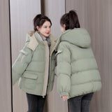 Cotton Clothing Female Short Style 2024 New Korean Version Of Bread Clothing Winter Loose Cotton-Padded Jacket Hat And Thick Cotton-Padded Jacket Coat