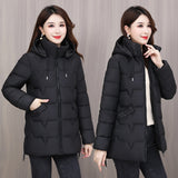 Down Cotton-Padded Jacket Female Long Warm Cotton-Padded Jacket 2024 New Korean Version Fashion Pure Color