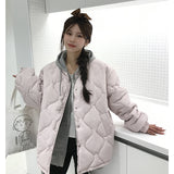 Fragrant Wind Without Collar Diamond Down Cotton Clothes Women Winter Super Good-Looking Short Round Collar Thick Coat Design Sense Cotton-Padded Clothes