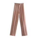 Huidianyin New Summer Style Straight Tube High Waist Shows Thin Solid Color Casual Pants 2761048