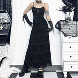 Huidianyin Dark Wind Sexual Personality Cross Flocking Suspenders Dress 2024 New Slim Bag Hip Skirt