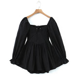 Huidianyin And Winter New Three-Dimensional Steel Trap Chest Pleated Back Long-Sleeved Dress