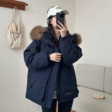 Jacket Female Winter New 2024 Small Couples Overalls Down Cotton Suit Big Wool Collar Pie To Overcome The Thick Coat