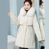 To Overcome The Female Long Korean Version Loose Cotton-Padded Clothes 2024 New Winter Add Velvet Add Thick Waist Cotton Coat Tide