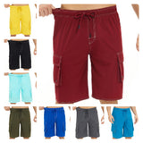 Huidianyin Pants Solid Color Multi-Pocket Fake Two Double-Layer Overalls Five-Point Fitness Running Leisure Sports Shorts