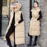 Cotton Jacket Vest Women's Medium Long Coat 2024 New Autumn And Winter Vest Through The Knee Horse Clip Thickened