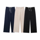 Huidianyin New Double Waistband Wide-Legged Pants Casual Pants 1608225