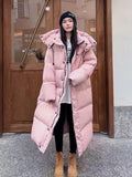 Winter New Korean Version Of The Long Over-Knee Cotton-Padded Coat Female Loose Hooded Large Size Down Cotton-Padded Coat Thick Coat