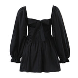 Huidianyin And Winter New Three-Dimensional Steel Trap Chest Pleated Back Long-Sleeved Dress