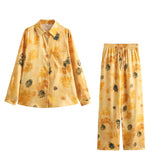 Huidianyin Spring Satin Printed Shirt 8241035 Casual Pants 8241035