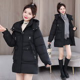 Clothes Female In The Long Style 2024 New Korean Version Loose Large Size Thick Down Cotton-Padded Jacket Foreign Style High-Grade All-Match Cotton-Padded Clothes