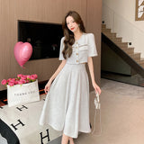 Huidianyin Fragrant New Summer Fashion Korean Sweet Elegant 2 Piece Set Women Coat Top + Midi Skirt Suits Womens Two Peice Sets