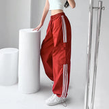 Huidianyin Sweatpants Women Hip Hop Streetwear Baggy Wide Leg Cargo Pants Bf Y2K High Waist Drawstring Joggers Trousers